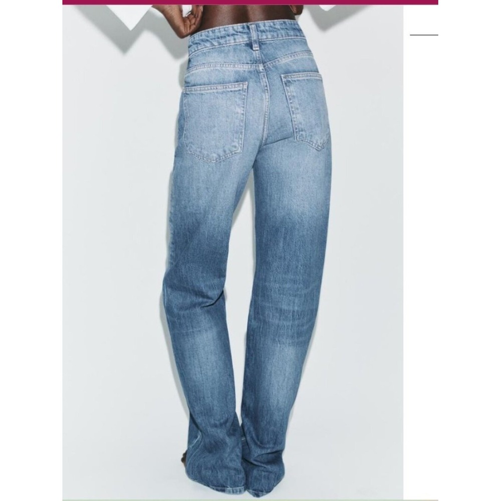 ZARA Size 4 Light Wash Wide Leg Tapered High Waisted Jeans Baggy Slouchy‎ - Picture 2 of 10